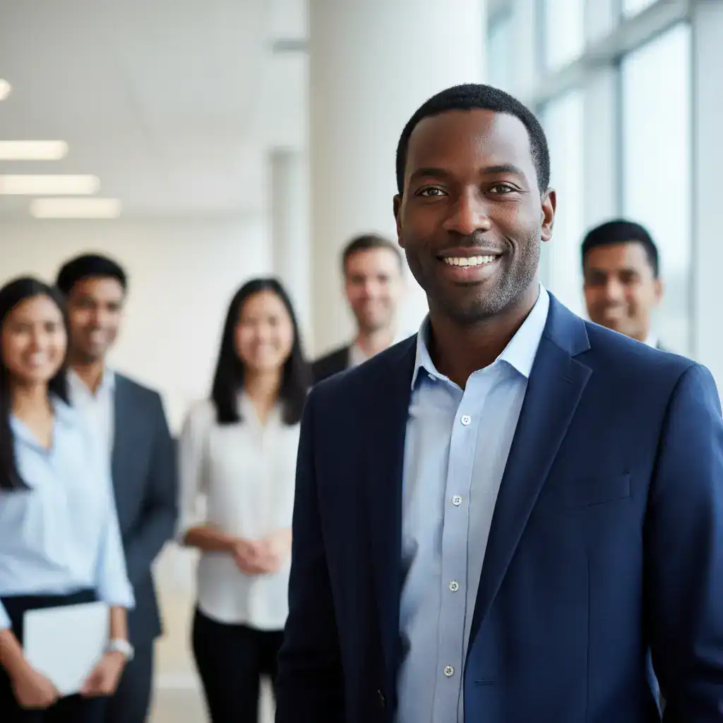 Diverse team of radiologists in a modern office