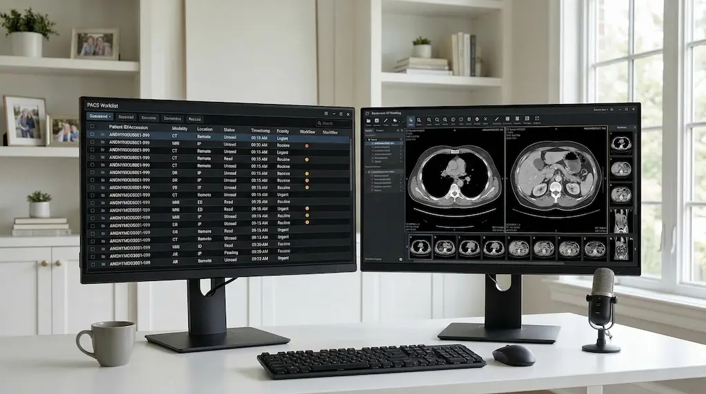Cloud-native PACS interface showing radiology diagnostic tools